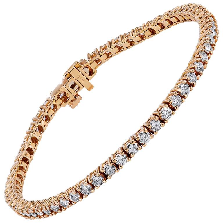 3 85 Carat Champagne Diamond 18 Karat Rose Gold Tennis Bracelet At 3 85 Carat Champagne Diamond 18 Karat Rose Gold Tennis Bracelet For
