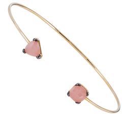 Rose Quartz 14 Karat Yellow Gold Flexible Bracelet Bangle 10