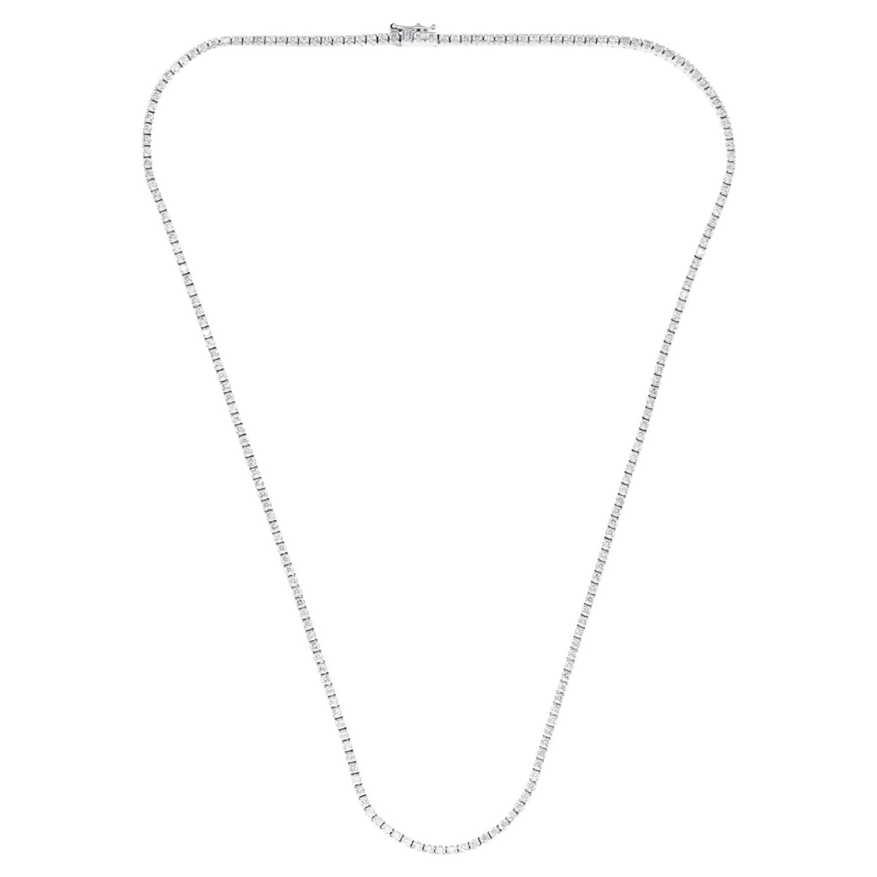 Collier tennis en or blanc 10 carats avec diamants naturels de 3,40 carats de pureté SI