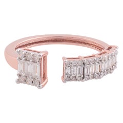 0.50 Carat SI Clarity HI Color Baguette Diamond Cuff Ring 14k Rose Gold Jewelry