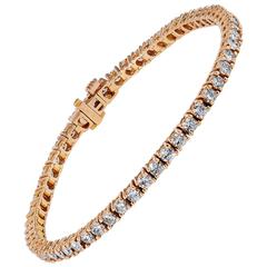 5.09 Carat Diamond 18 Karat Rose Gold Tennis Bracelet