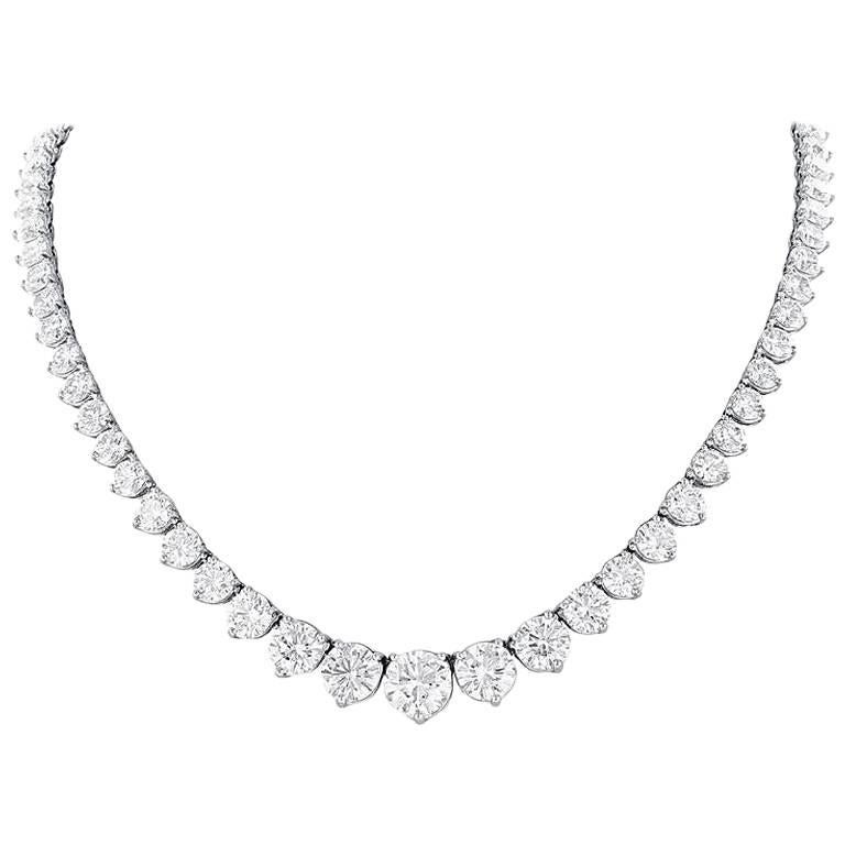 44.60 Carat Diamond Riviere Necklace For Sale