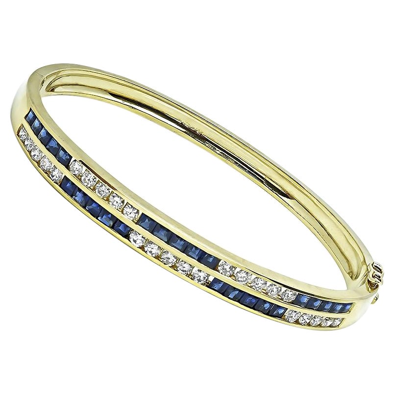 1.25ct Diamond 1.50ct Sapphire Gold Bangle