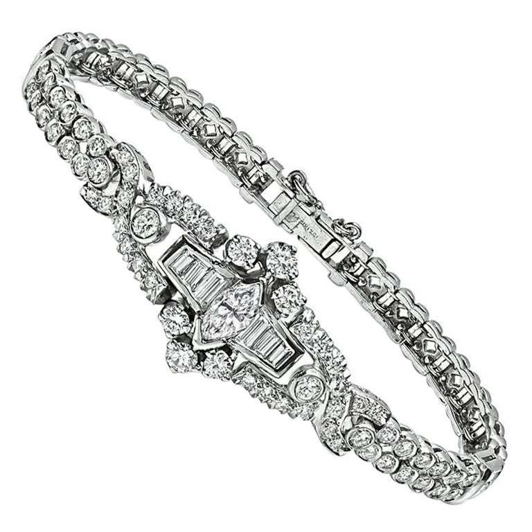 Vintage 4.00ct Diamond Platinum Bracelet