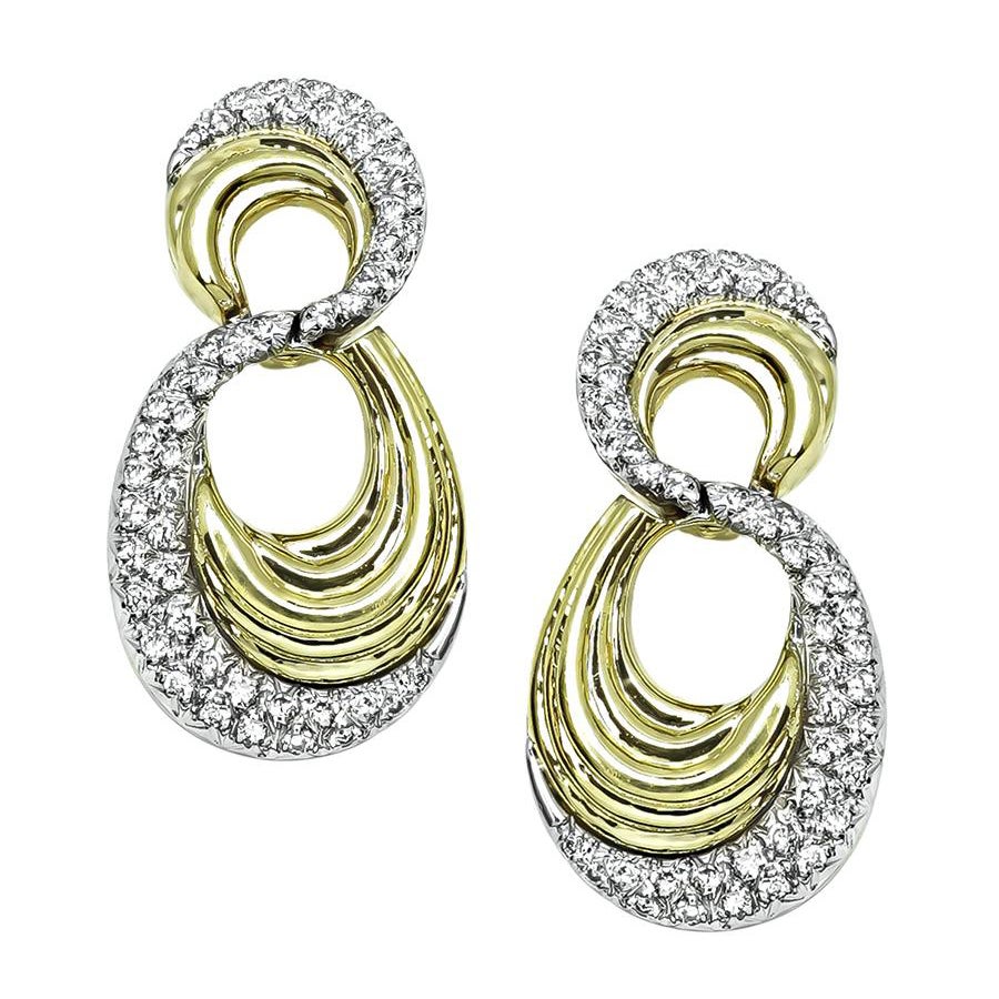 1.50ct Diamond Two Tone Gold Earrings
