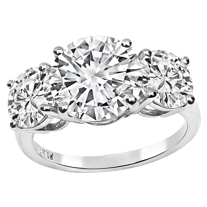 GIA 2.11ct Center Diamond 1.00ct and 0.96ct Side Diamond Engagement Ring For Sale