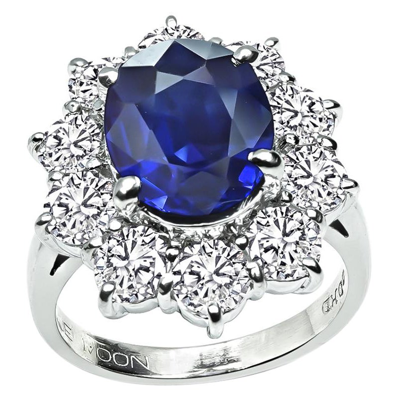 4.11ct Sapphire 2.16ct Diamond Engagement Ring