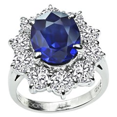 4.11ct Sapphire 2.16ct Diamond Engagement Ring