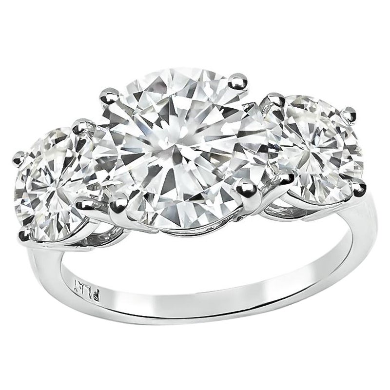 3.37ct Center Diamond GIA 1.03ct and 1.02ct Diamond Engagement Ring