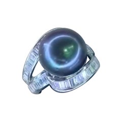 GIT Certified Thaitian Pearl Diamonds 18K Gold Ring