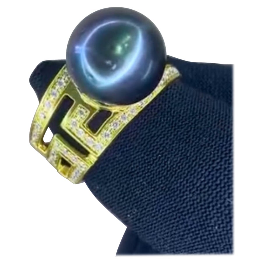 GIT Certified Thaitian Pearl Diamonds 18K Gold Ring