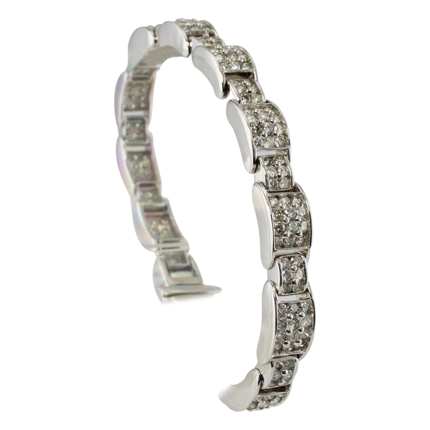 Natural Diamond Bracelet 14K White Gold 6.50 TDW 7.25" Long