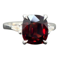 GIA Certified 4.58 Carat Burma No Heat Red Spinel White Diamond 18K Gold Ring