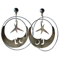 Los Castillo Sterling Silver Moon Stars Mobile Earrings 8