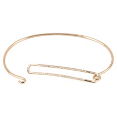 14k Solid Gold Natural Pave Diamond Bracelet Openable Cuff Bracelet For Women.