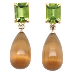 Choco Moonstone Peridoto Diamonds Rose Gold 18 Carats