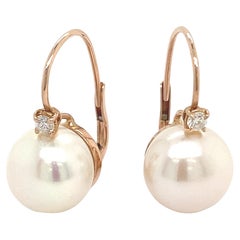 Earrings Diamonds and Pearl Pink Gold 18 Carat