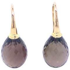 Ohrringe aus Gelbgold mit 18 Karat Gelbgold und Rauchquarz