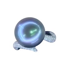Anello in oro 18 carati con diamanti di perle di Tahiti certificati GIT