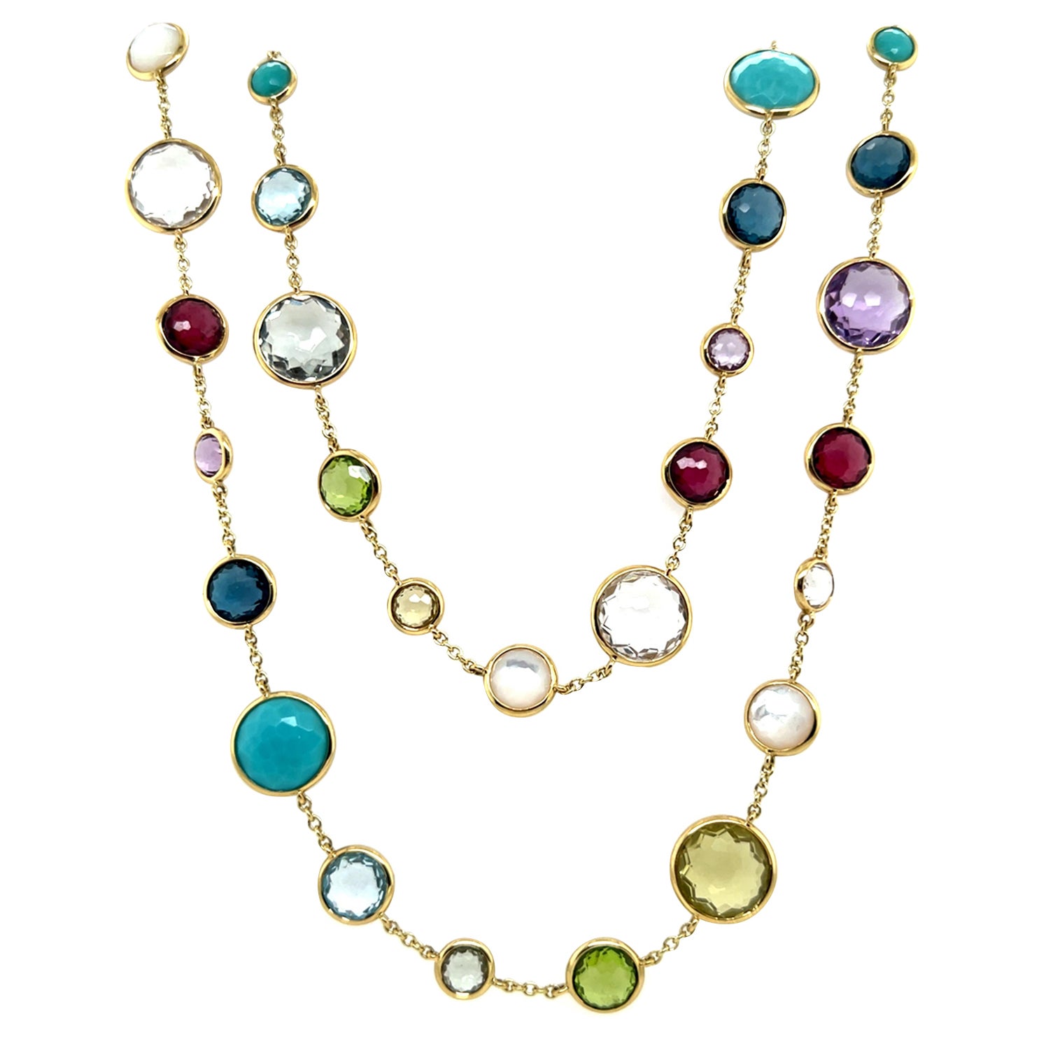 Collier Lollipop moderne en or signé Ippolita avec pierres multicolores arc-en-ciel de 36 pouces en vente