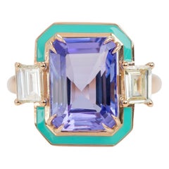 Purple Amethyst Cocktail Rings, Gemstone Rings, 925 Silver Rose Gold Plated Ring