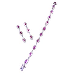 Bracciale/orecchino certificato AIG 7,90 carati di zaffiri di Ceylon rosa 2,80 carati di diamanti