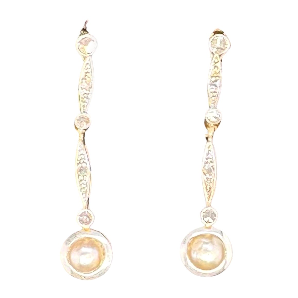Pendientes Colgantes Oro Amarillo 18 Quilates Perlas Cultivadas