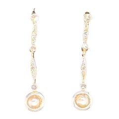 Dangle Earrings Yellow Gold 18 Carats Cultured Pearls