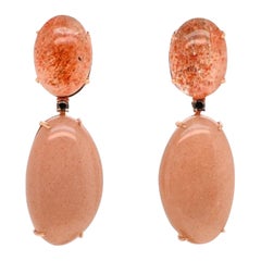 Earrings Moonstone, Sunstone and Spinel