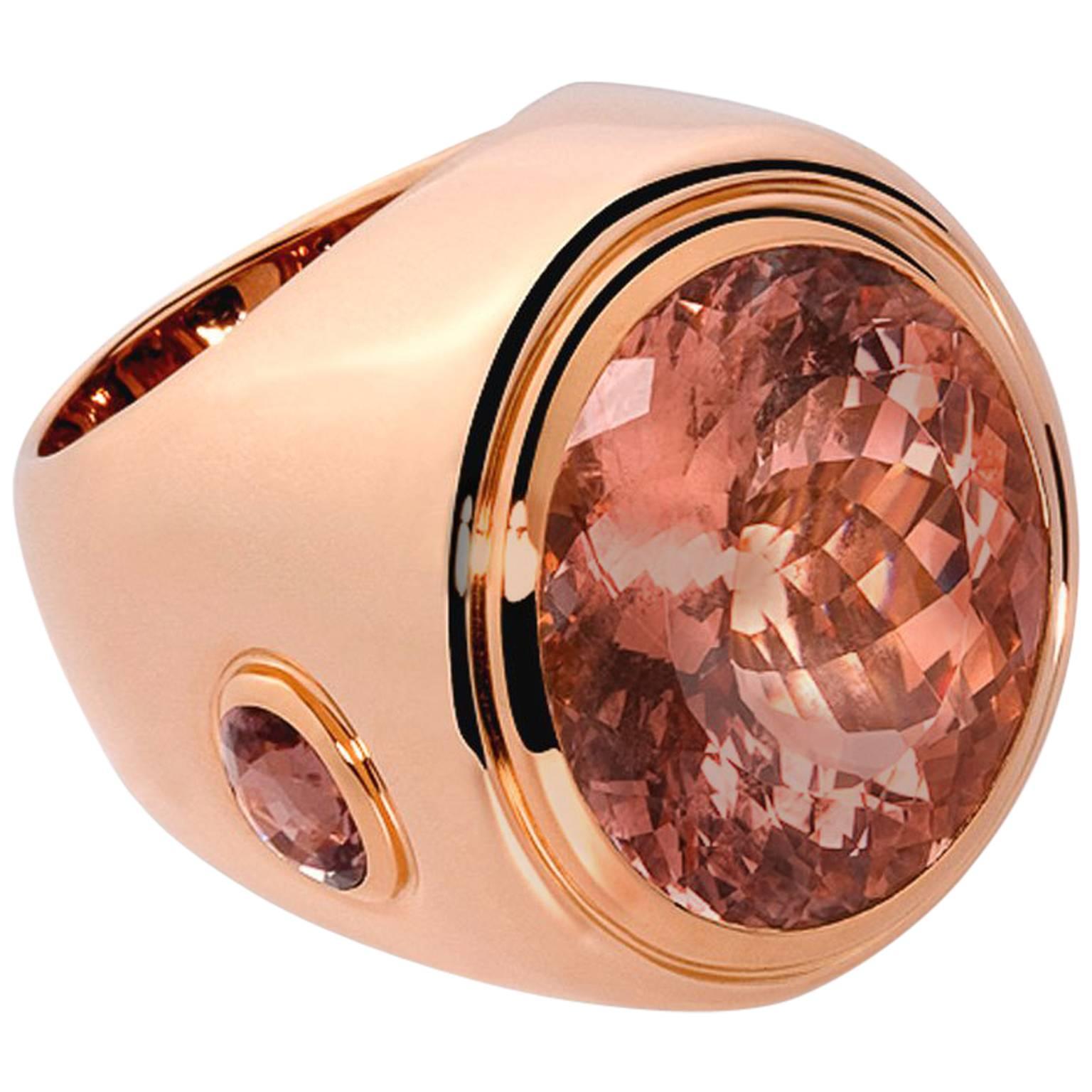 Colleen B. Rosenblat Morganite Sapphire Rose Gold Cocktail Ring For Sale
