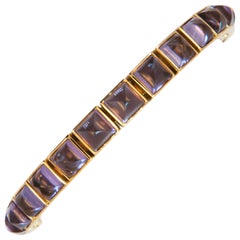 Laura Munder Amethyst Sugarloaf Yellow Gold Bracelet