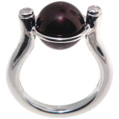Beautiful Chocolate Pearl Diamond Ring 10