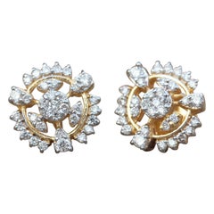 14k Gelbgold natürliche Pave Diamant Ohrring schöne Ohrringe Geschenk für Frauen.