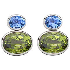 Colleen B. Rosenblat Peridot Aquamarine White Gold Earrings