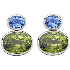 Colleen B. Rosenblat Peridot Aquamarine White Gold Earrings 3
