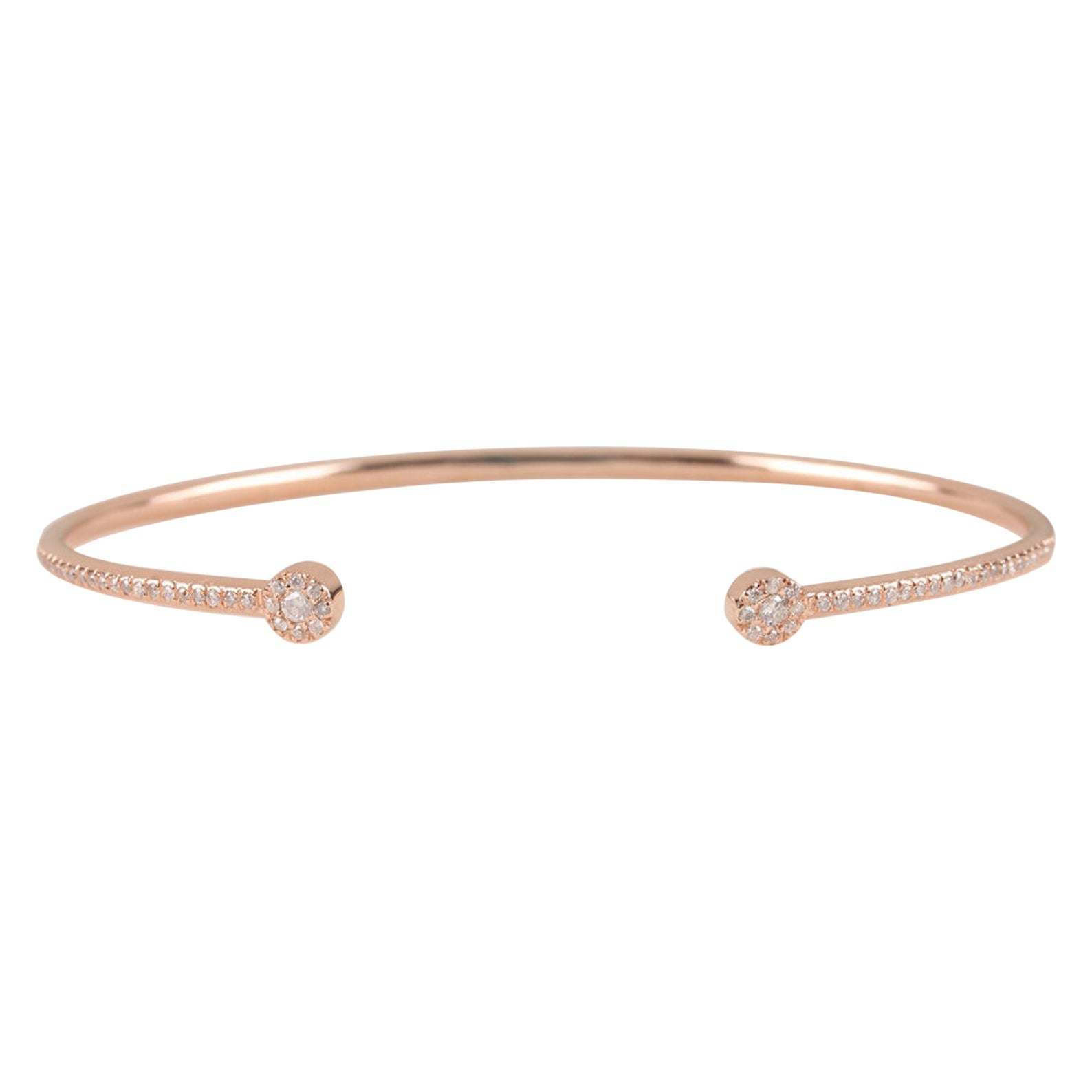 14k Solid Gold Natural Pave Diamond Bracelet Cuff Bangle Bracelet For Women.