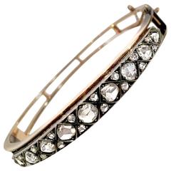 Edwardian Diamond Silver Gold Bangle Bracelet 3