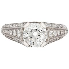 Custom French GIA 1.55 Carat Diamond Platinum Ring 6