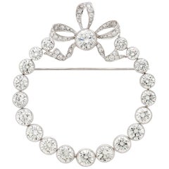 Exceptional 16.19 Carat Diamond Platinum Circle Brooch
