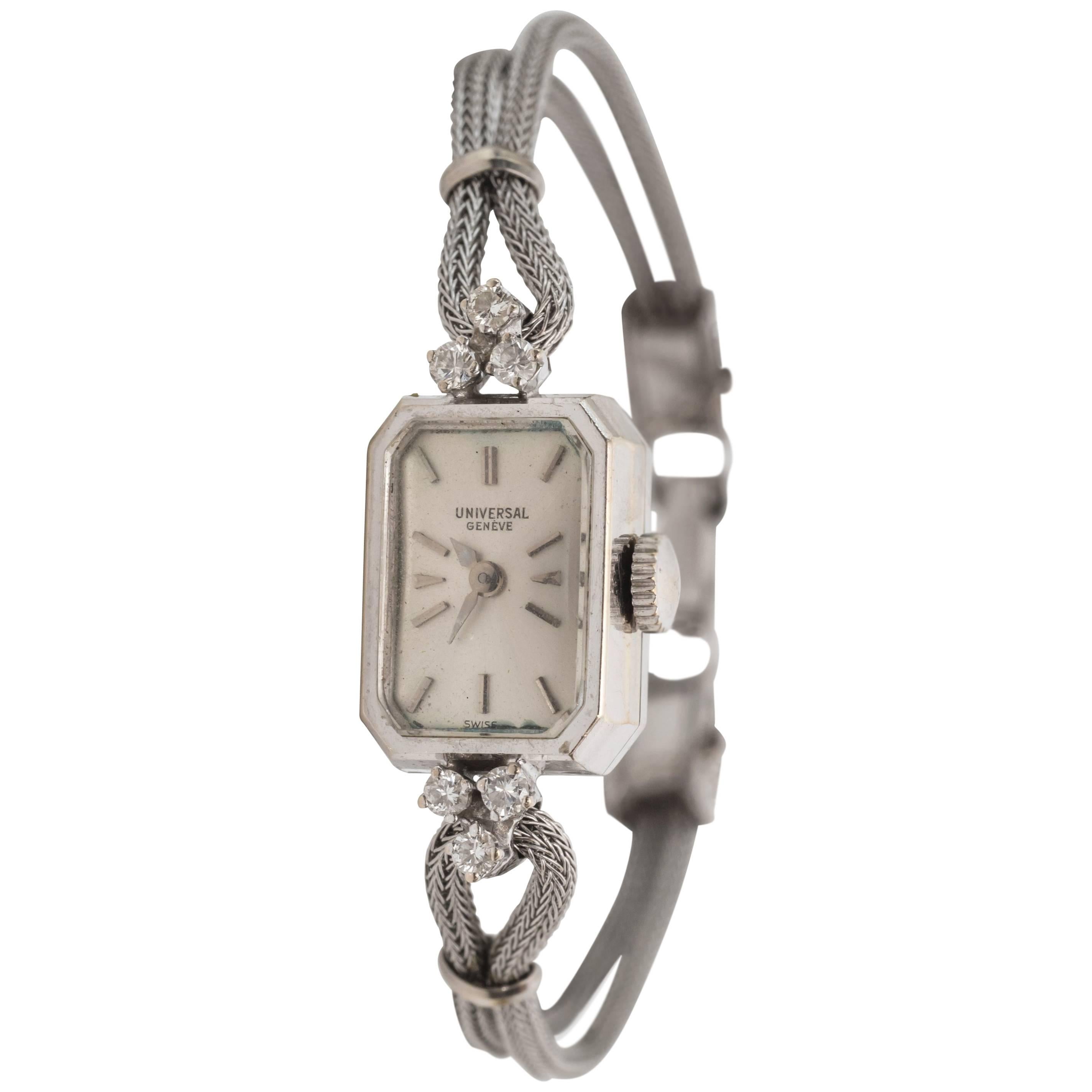 1950s Universal Ladies White Gold Diamond Wristwatch