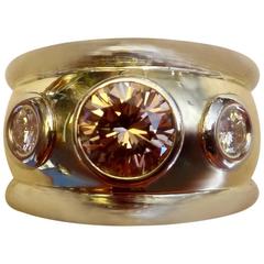 Michael Kneebone Brown Diamond White Diamond Three Stone Bombe Ring