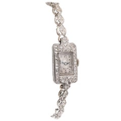1884 Victorian Ladies White Gold Diamond Wristwatch