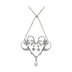 Belle Epoque Diamond & Pearl Necklet Circa 1910
