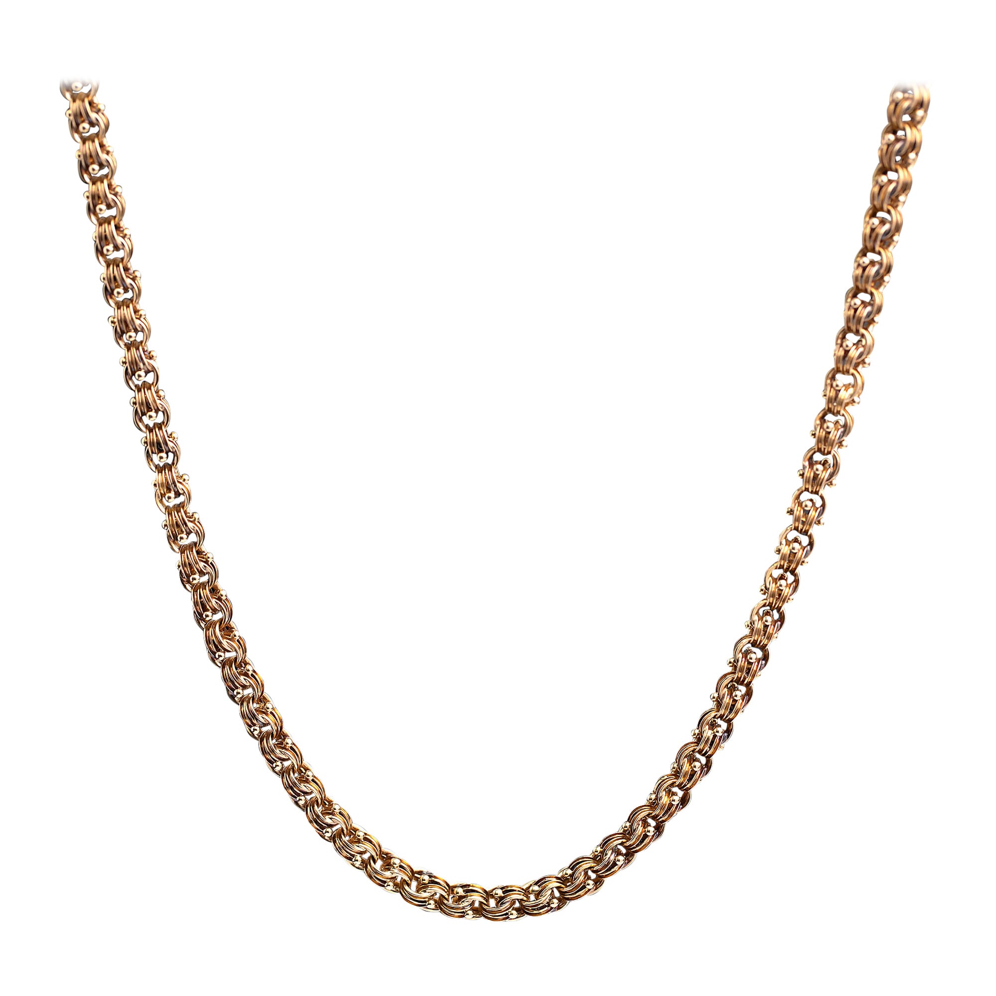 Viktorianische 14k Gold Fancy Link 59cm Kette Circa 1890er Jahre