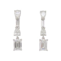 Boucles d'oreilles pendantes en or blanc avec diamant de 1,25CTW