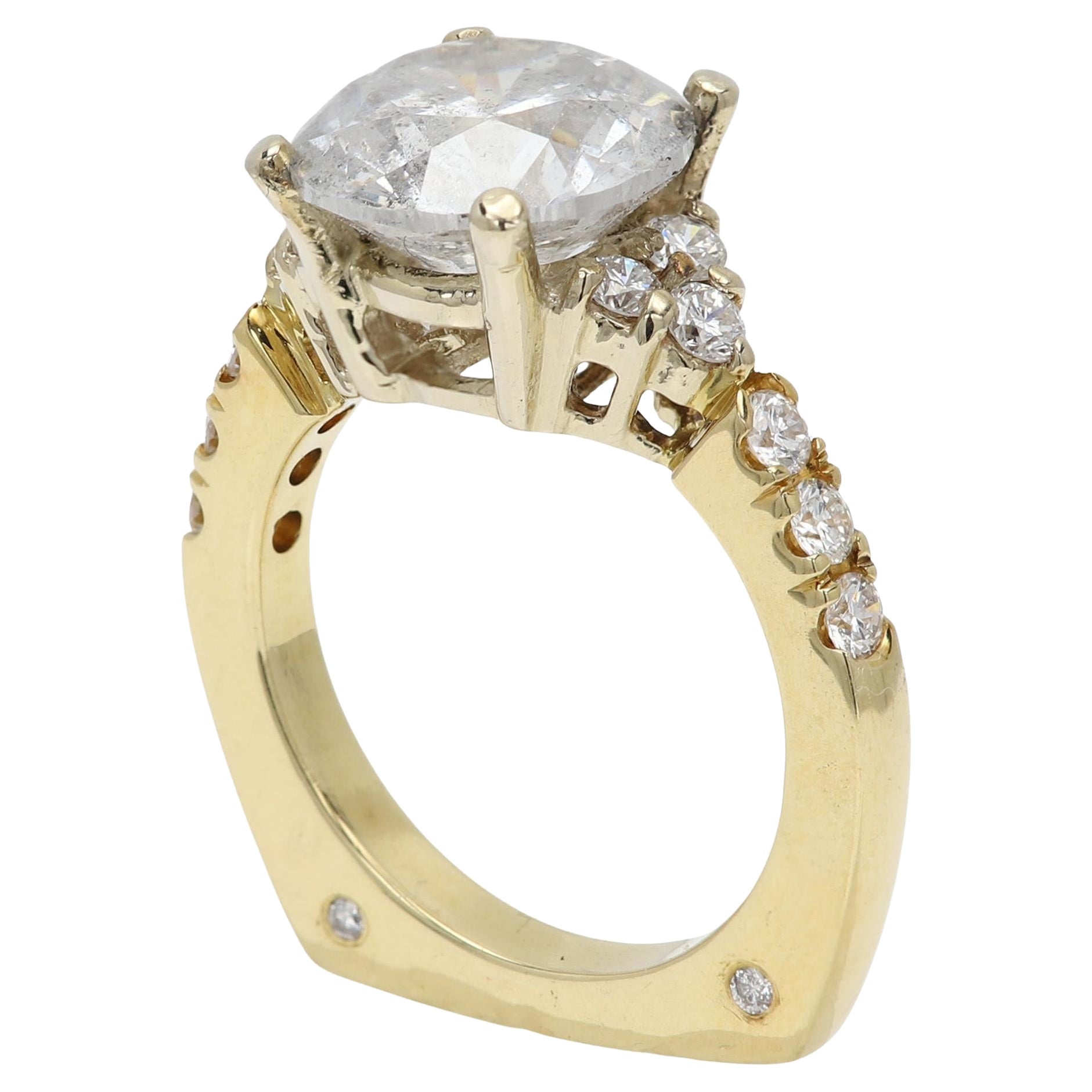 Large Round Diamond Ring 4.07 Carat Natural Stones 18 Karat Engagement Ring