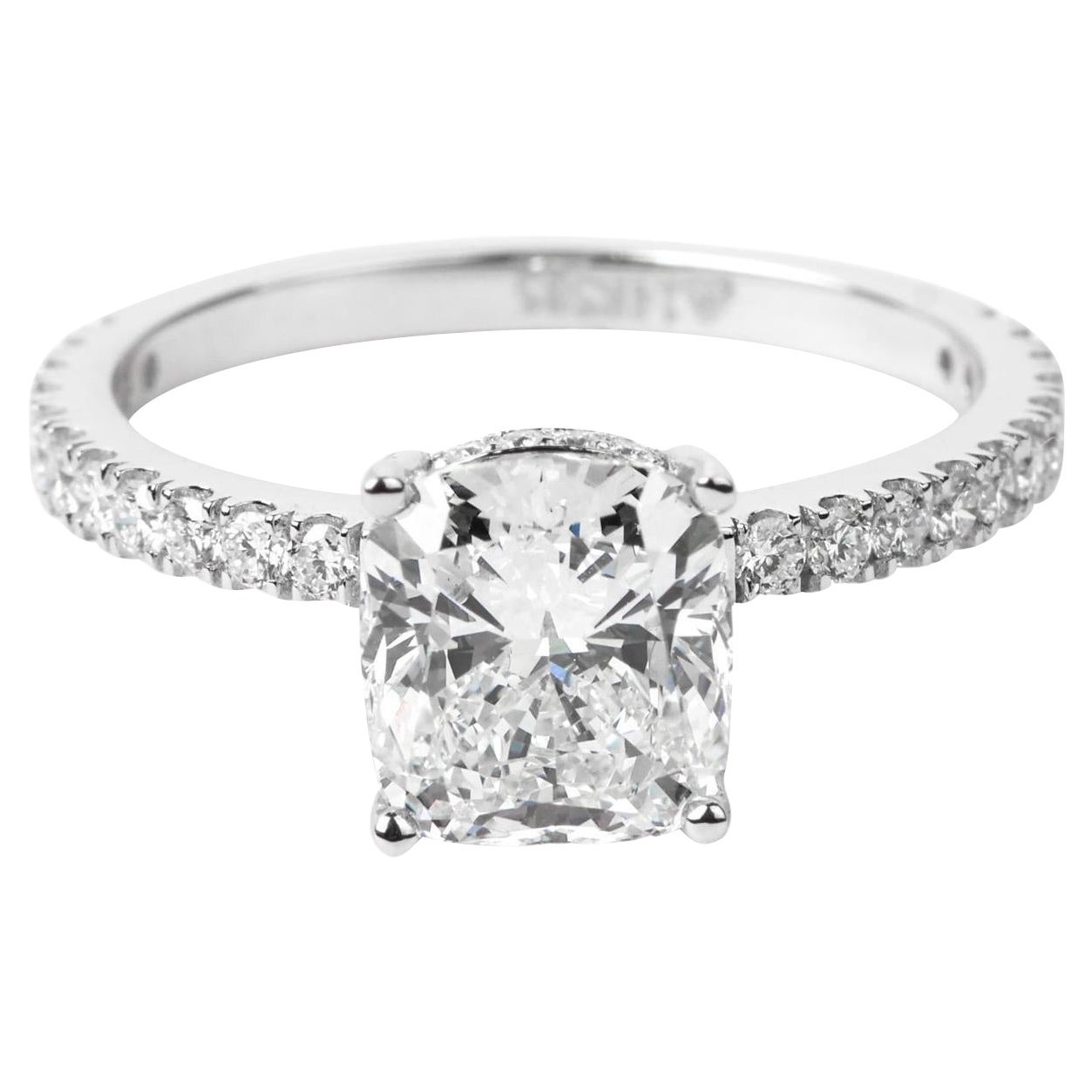 GIA Report Certified Cushion Cut E VS 2 Carat Diamond Solitaire Ring Platinum
