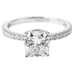 GIA Report Certified Cushion Cut E VS 2 Carat Diamond Solitaire Ring Platinum