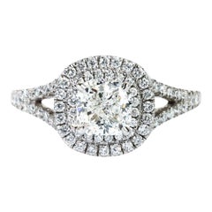 GIA Report Certified Cushion Cut E VVS Diamond Double Halo Ring in 950 Platinum