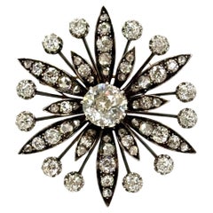 Spilla vittoriana con diamante in oro bianco 18 carati e argento